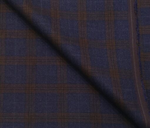 Don & Julio Men's Terry Rayon Unstitched Checks Suiting Fabric (Indigo Blue)