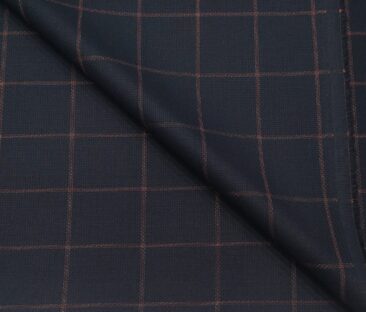 Don & Julio Terry Rayon Unstitched Structured Cum Checks Suiting Fabric (Dark Blue)