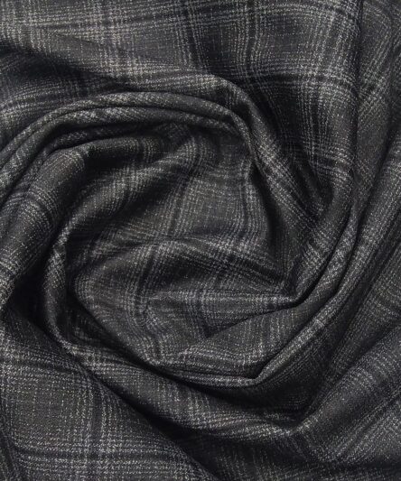 Don & Julio Terry Rayon Unstitched Checks Suiting Fabric (Dark Grey)