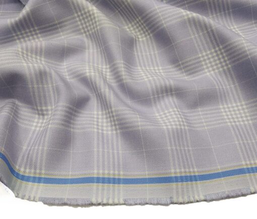 Don & Julio Terry Rayon Unstitched Checks Suiting Fabric (Light Purple)