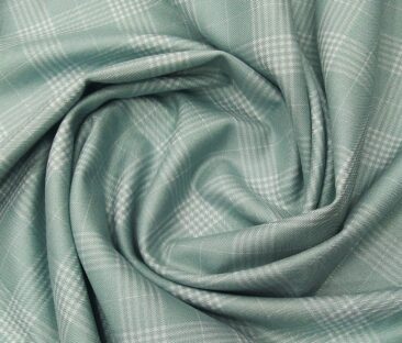Don & Julio Terry Rayon Unstitched Checks Suiting Fabric (Mint Green)