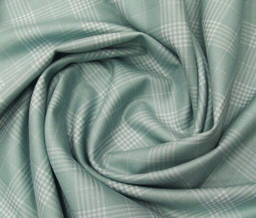 Don & Julio Terry Rayon Unstitched Checks Suiting Fabric (Mint Green)