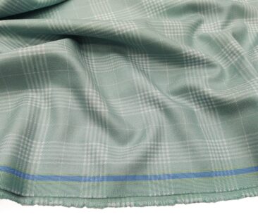Don & Julio Terry Rayon Unstitched Checks Suiting Fabric (Mint Green)