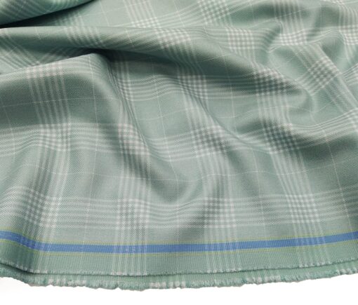 Don & Julio Terry Rayon Unstitched Checks Suiting Fabric (Mint Green)