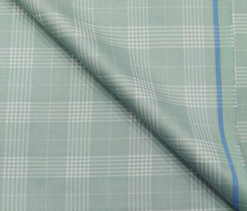Don & Julio Terry Rayon Unstitched Checks Suiting Fabric (Mint Green)