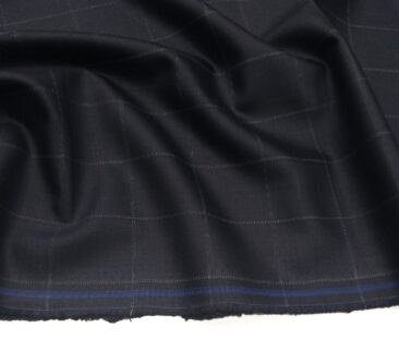 Don & Julio Terry Rayon Unstitched Checks Suiting Fabric (Dark Blue)