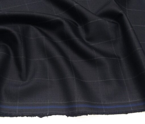 Don & Julio Terry Rayon Unstitched Checks Suiting Fabric (Dark Blue)