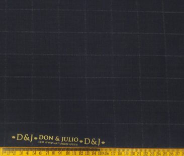 Don & Julio Terry Rayon Unstitched Checks Suiting Fabric (Dark Blue)