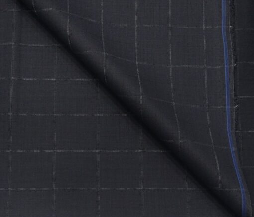 Don & Julio Terry Rayon Unstitched Checks Suiting Fabric (Dark Blue)