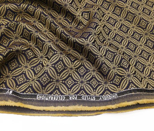 Donear Terry Rayon Unstitched Jacquard Suiting Fabric (Golden)