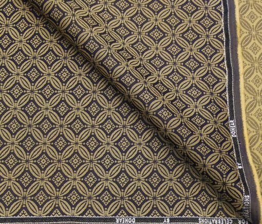 Donear Terry Rayon Unstitched Jacquard Suiting Fabric (Golden)