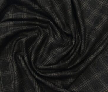 J.Hampstead Men's Terry Rayon Unstitched Broad Checks Suiting Fabric (Black)