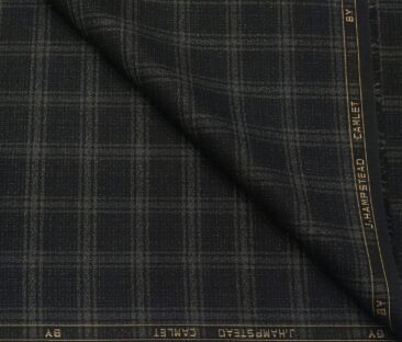 J.Hampstead Men's Terry Rayon Unstitched Broad Checks Suiting Fabric (Black)