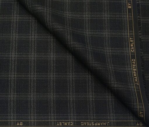 J.Hampstead Men's Terry Rayon Unstitched Broad Checks Suiting Fabric (Black)