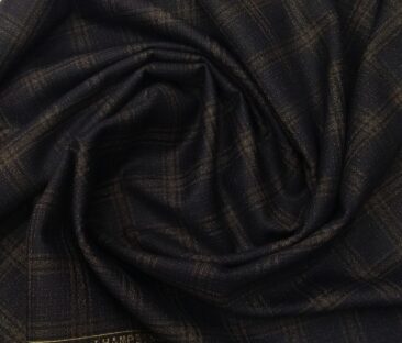 J.Hampstead Men's Terry Rayon Unstitched Broad Checks Suiting Fabric (Dark Blue)