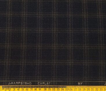 J.Hampstead Men's Terry Rayon Unstitched Broad Checks Suiting Fabric (Dark Blue)