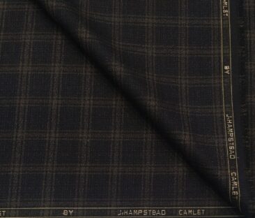 J.Hampstead Men's Terry Rayon Unstitched Broad Checks Suiting Fabric (Dark Blue)