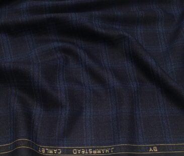 J.Hampstead Men's Terry Rayon Unstitched Broad Checks Suiting Fabric (Dark Blue)