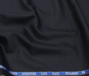 J.Hampstead Men's Poly Wool Super 100s Unstitched Self Checks Suiting Fabric (Dark Blue)