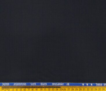 J.Hampstead Men's Poly Wool Super 100s Unstitched Self Checks Suiting Fabric (Dark Blue)