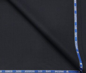 J.Hampstead Men's Poly Wool Super 100s Unstitched Self Checks Suiting Fabric (Dark Blue)