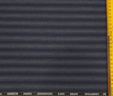 J.Hampstead Men's Poly Wool Super 100s Unstitched Grey Striped Suiting Fabric (Blue)