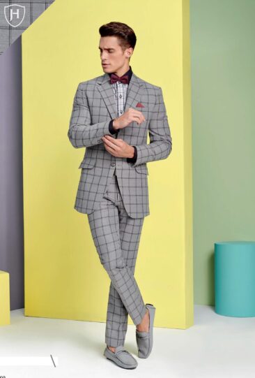 J.Hampstead Men's Poly Wool Super 100s Unstitched Black Checks Suiting Fabric (Light Grey)