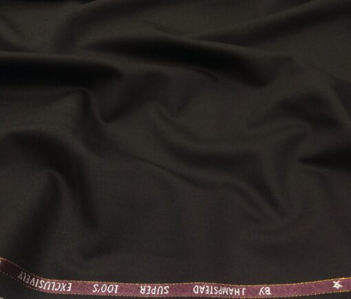 J.Hampstead Men's Poly Wool Super 100s Unstitched Solids Suiting Fabric (Dark Brown)