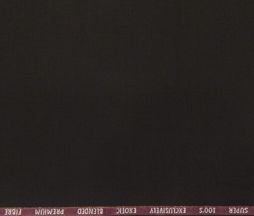 J.Hampstead Men's Poly Wool Super 100s Unstitched Solids Suiting Fabric (Dark Brown)