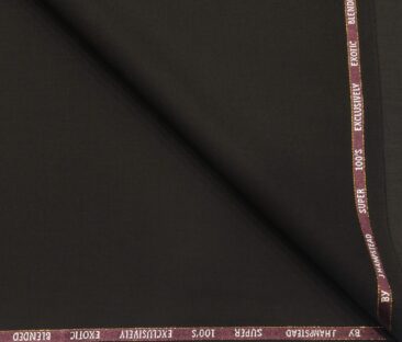 J.Hampstead Men's Poly Wool Super 100s Unstitched Solids Suiting Fabric (Dark Brown)