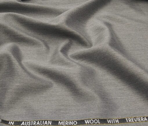 J.Hampstead Men's Poly Wool Super 100s Unstitched Self Design Suiting Fabric (Silver Grey)