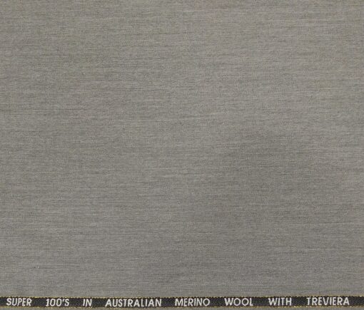 J.Hampstead Men's Poly Wool Super 100s Unstitched Self Design Suiting Fabric (Silver Grey)