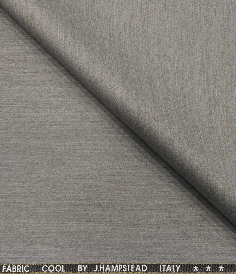 J.Hampstead Men's Poly Wool Super 100s Unstitched Self Design Suiting Fabric (Silver Grey)