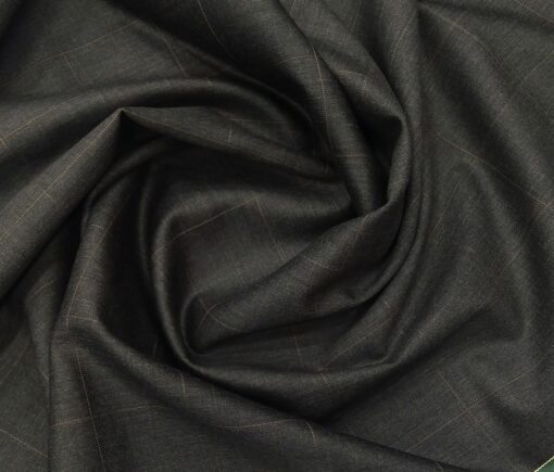 Raymond Men's Poly Wool TechnoSmart Unstitched 3 Meter Checks Suiting Fabric (Dark Grey)