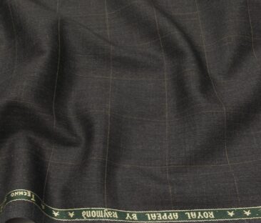 Raymond Men's Poly Wool TechnoSmart Unstitched 3 Meter Checks Suiting Fabric (Dark Grey)