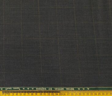 Raymond Men's Poly Wool TechnoSmart Unstitched 3 Meter Checks Suiting Fabric (Dark Grey)