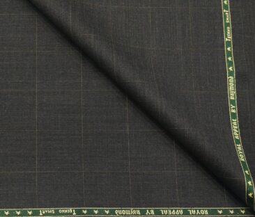 Raymond Men's Poly Wool TechnoSmart Unstitched 3 Meter Checks Suiting Fabric (Dark Grey)