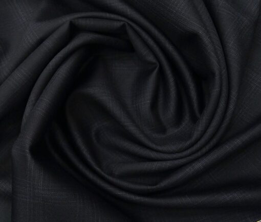 Raymond Men's Wool Super 70s Unstitched 3.25 Meter Self Checks Suiting Fabric (Dark Blue)