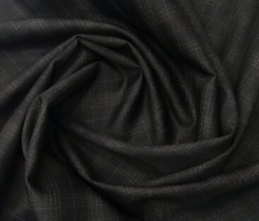 Raymond Men's Wool Super 120s Unstitched 3.25 Meter Self Checks Suiting Fabric (Greyish Black)