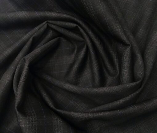 Raymond Men's Wool Super 120s Unstitched 3.25 Meter Self Checks Suiting Fabric (Greyish Black)