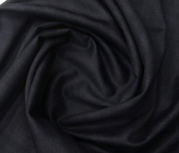 Raymond Men's Wool Super 120s Unstitched 3.25 Meter Self Checks Suiting Fabric (Dark Blue)