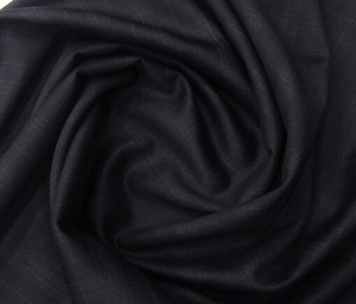 Raymond Men's Wool Super 120s Unstitched 3.25 Meter Self Checks Suiting Fabric (Dark Blue)