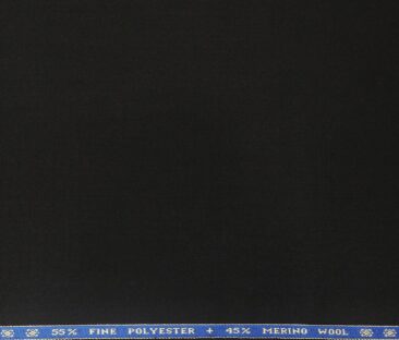 Raymond Men's Poly Wool Unstitched Solids Suiting Fabric (Black)