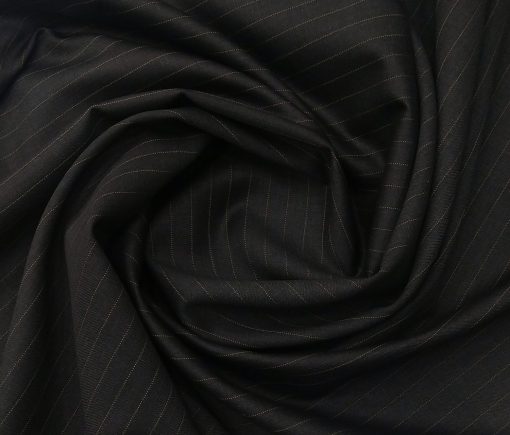 Vercelli Italy Men's Wool Super 120s Unstitched 3.25 Meter Brown Stripes Suiting Fabric (Black)