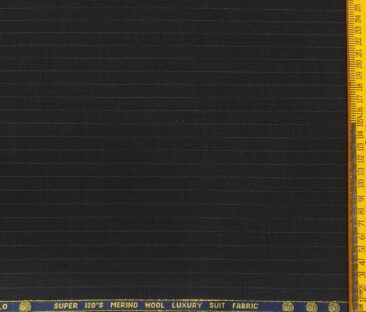 Vercelli Italy Men's Wool Super 120s Unstitched 3.25 Meter Brown Stripes Suiting Fabric (Black)
