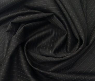 Vercelli Italy Men's Wool Super 120s Unstitched 3.25 Meter Grey Stripes Suiting Fabric (Black)