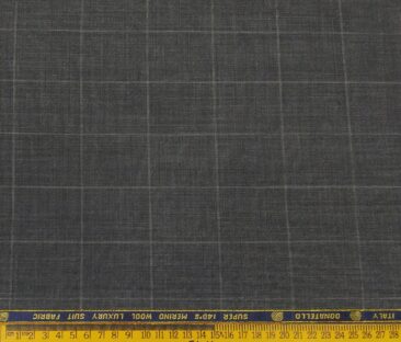 Vercelli Italy Men's Wool Super 140s Unstitched 3.25 Meter Self Checks Suiting Fabric (Worsted Grey)