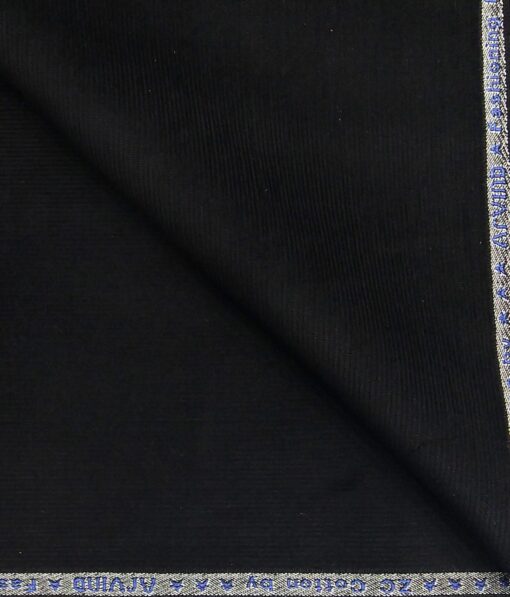 Arvind Men's Cotton Non-Stretchable Unstitched 1.50 Meter Corduroy Trouser Fabric (Black)