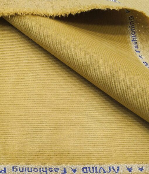 Arvind Men's Cotton Non-Stretchable Unstitched 1.50 Meter Corduroy Trouser Fabric (Macaroon Beige)