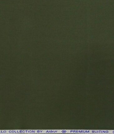 Arvind Men's Cotton Stretchable Unstitched 1.35 Meter Solid Satin Weave Trouser Fabric (Juniper Green)